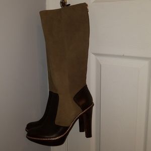 Zip Up High Heel Knee High Riding Boots NWOT